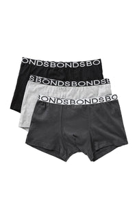 Bonds Boys Trunk 3 Pack | Black and Grey Scale