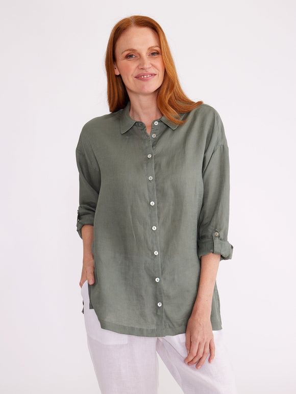 Relaxed Linen Ladies Shirt | Oak Leaf