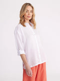 Relaxed Linen Ladies Shirt | White