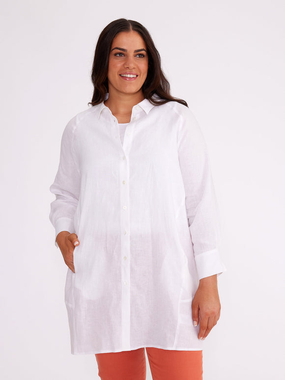 Longline Linen Dress | White