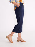 Washed Linen Cropped Pant - Navy