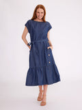 Yarra Trail Denim Button Dress | Dark Wash Denim