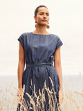 Yarra Trail Denim Button Dress | Dark Wash Denim