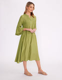 Yarra Trail Pintuck Dress OLIVINE