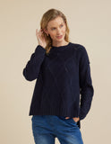 YARRA TRAIL|Diamond Cable Jumper|NAVY