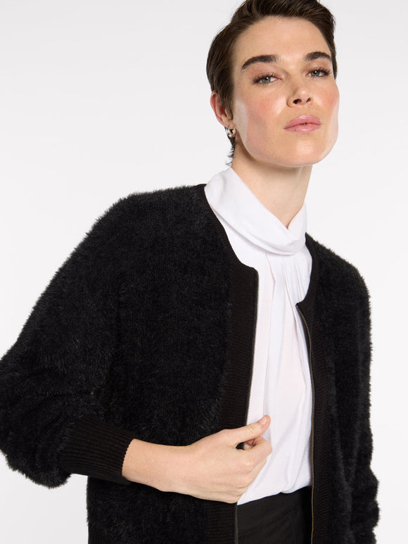 MARCO POLO FLUFFY KNIT BOMBER| BLACK | 3599