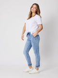 Tie Front Gathered Jean | Denim