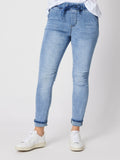 Tie Front Gathered Jean | Denim