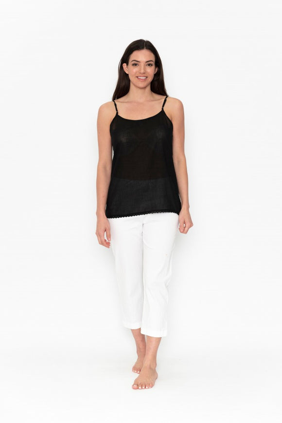 ORIENTIQUE- Cami Top Slip Black