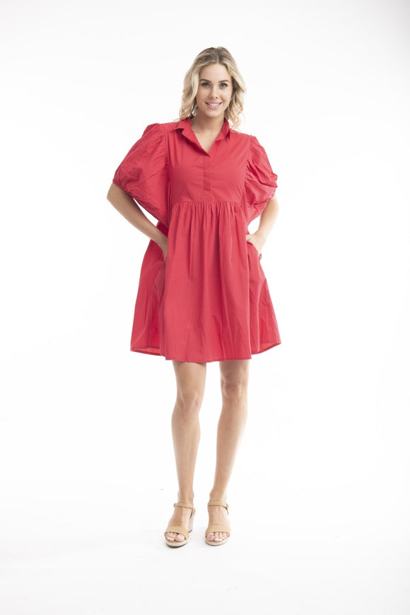 ORIENTIQUE-BUBBLE SLEEVE DRESS