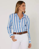 PILBARA WOMENS JACQUELIN CLASSIC COTTON SHIRT | BLUE-WHITE