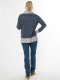 ROLL NECK PANEL CONTRAST KNIT SWEATER #5916 BLUE