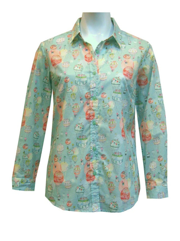 Ballon Print Long Sleeve Shirt | Blue