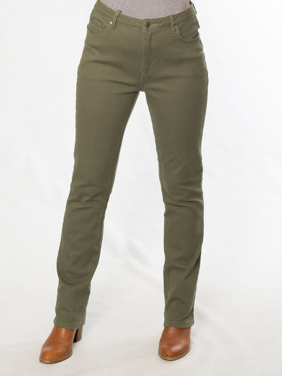 Stretch Cotton Sold Denim Jean | Green