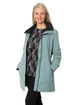 WATERPROOF THIGH LENGTH JACKET WITH REMOVABLE HOOD & GATHERED BACK WAISTBAND DETAIL #9006 - SEAMIST