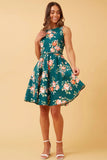 Tilly Floral Short Dress with Belt | Emerald