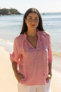 JUMP |RUFFLE NECK TOP | FLAMINGO C/D