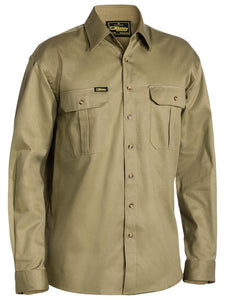 Open Front Original Cotton Drill Shirt L/S | Khaki