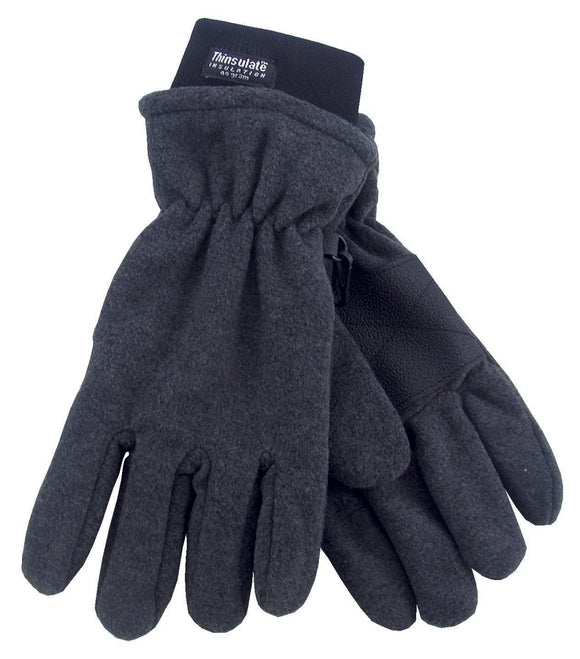 Polar fleece Glove with Rib Cuff and Thinsulate Lining | Charcoal