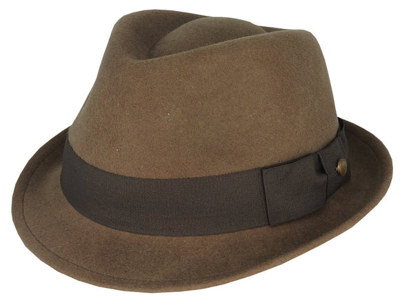 Pablo Wool Felt Trilby with Petersham Signature Brim | Bark