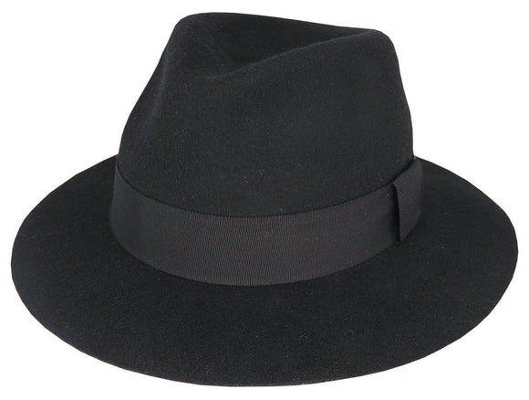 Duke Wool Felt Raw Edge Fedora | Black