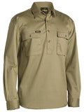 Bisley Closed Front Cotton Drill Shirt L/S | Khaki