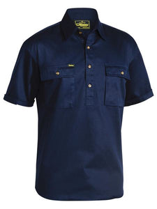 BISLEY Original Closed Front Cotton Drill Shirt S/S | Navy(BSC6433)