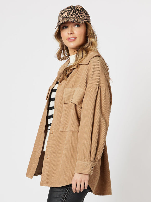 Zoe Cord Shacket | Natural