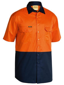 HI VIS Open Front Cool Vent Shirt | Orange-Navy