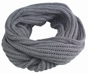 Acrylic Bulky Knit Infinity Scarf | Grey