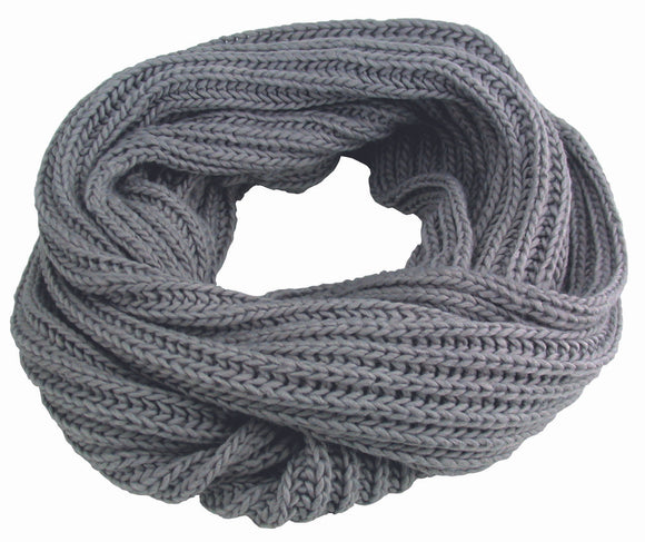 Acrylic Bulky Knit Infinity Scarf | Grey