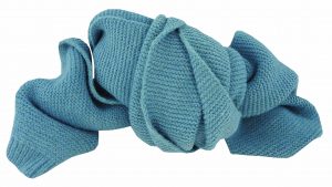 Purl Knit Scarf with Ribbed End | Blue