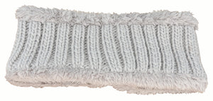 Acrylic Rib Knit Headband with Plush Linning | Grey