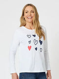 Heart Print Long Sleeve Tee | White