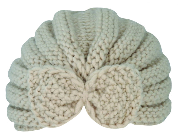 Infant Knit Bow Pull On Beanie | Oat