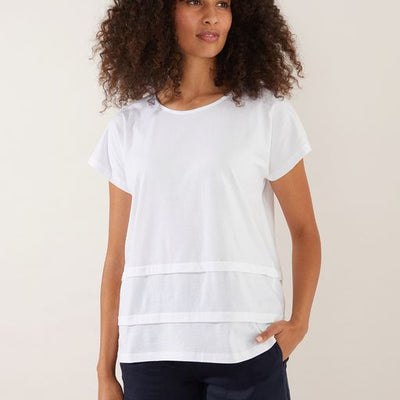 Pleated Hem Tee | White