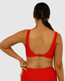 HUSH HUSH |Ribbed Swim Crop | Lava Red
