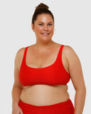 HUSH HUSH |Ribbed Swim Crop | Lava Red