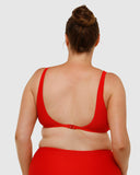 HUSH HUSH |Ribbed Swim Crop | Lava Red