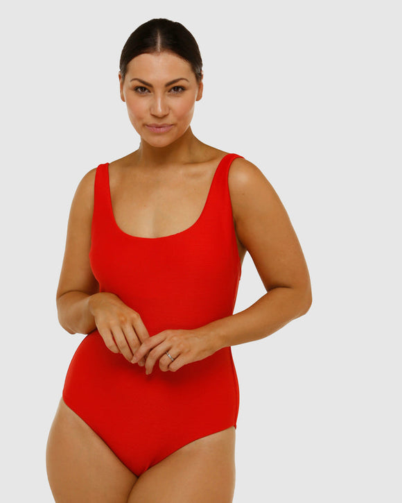 Classic Light control Ribbed One Piece | Lava red
