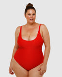 Classic Light control Ribbed One Piece | Lava red