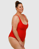 Classic Light control Ribbed One Piece | Lava red