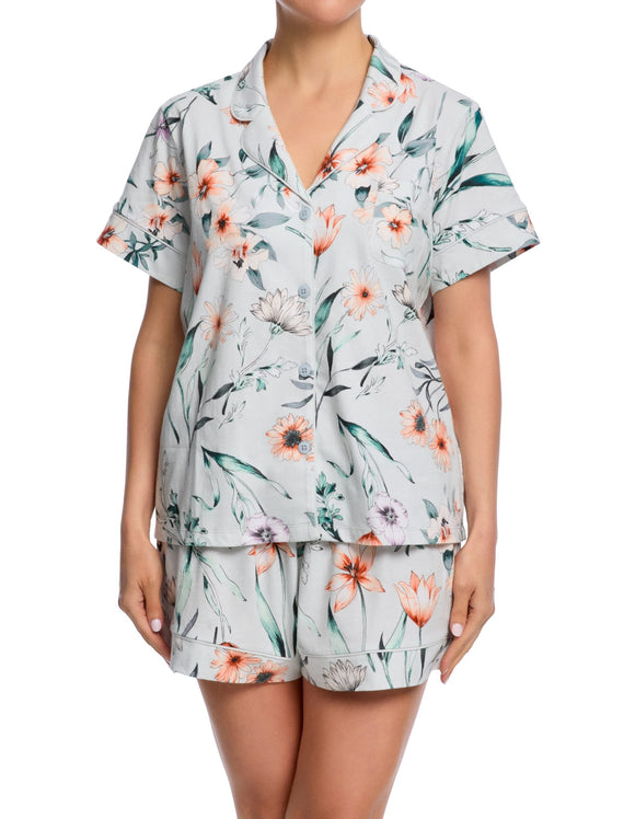 Sadie Short Cotton PJ Set | Watercolour Floral
