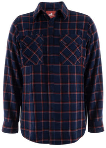 Mens Dobbs Thermal Check L/S Shirt | Navy/Red