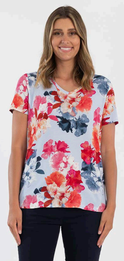 V Neck Floral Tee