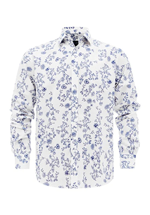 Nimos L/S Shirt | White/Blue Print