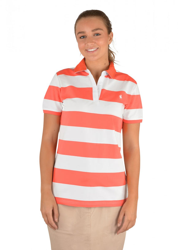 Beti S/S Polo | Coral/White