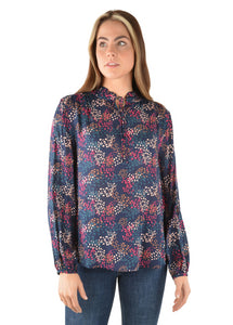 Charlotte Long Sleeve Blouse | Navy/Multi