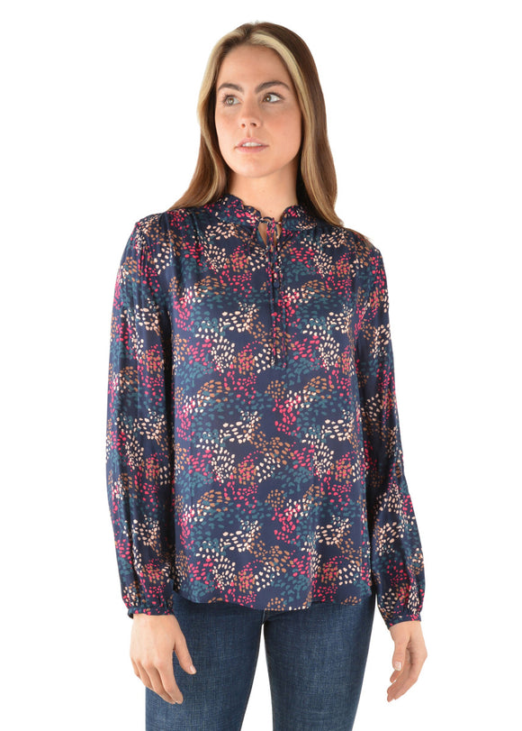 Charlotte Long Sleeve Blouse | Navy/Multi