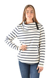 Annette Shawl Collared Pull Over | Oat Meal/Navy